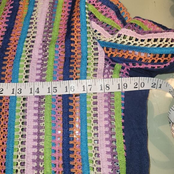 KAS New York Anthropologie Swimsuit Swim Cover Up Rainbow Color Loose Knit L - Picture 10 of 13